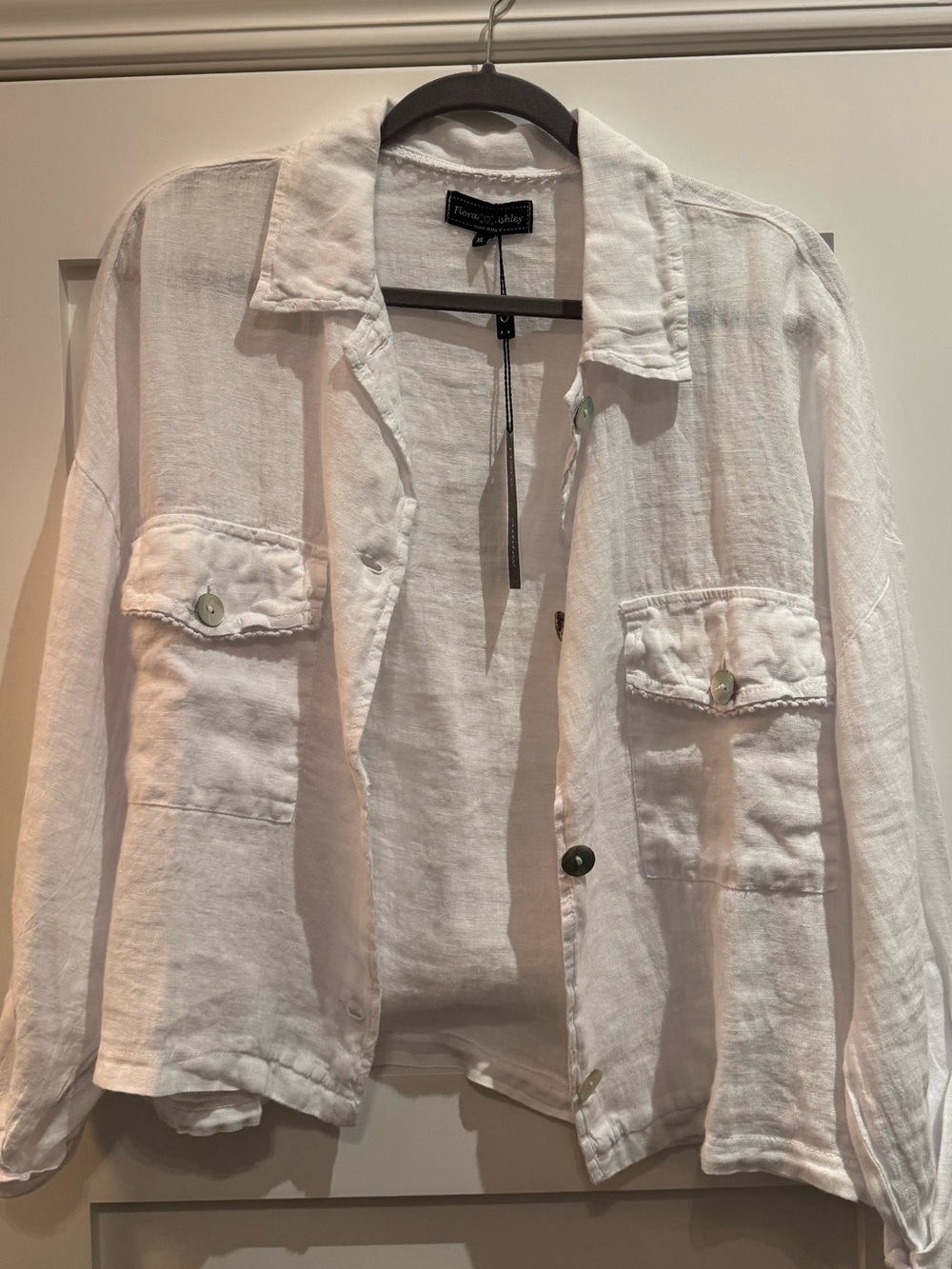 NWT Flora Ashley white utility jacket/shirt, size XL